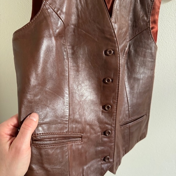 Vintage Berman’s The Leather Experts Brown Leather Vest size 14 - Picture 7 of 15
